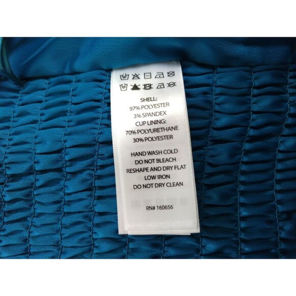 Sincerely Jules Blue Bustier Crop Top With Straps Smocked Back Womens Size L. - Picture 4 of 7